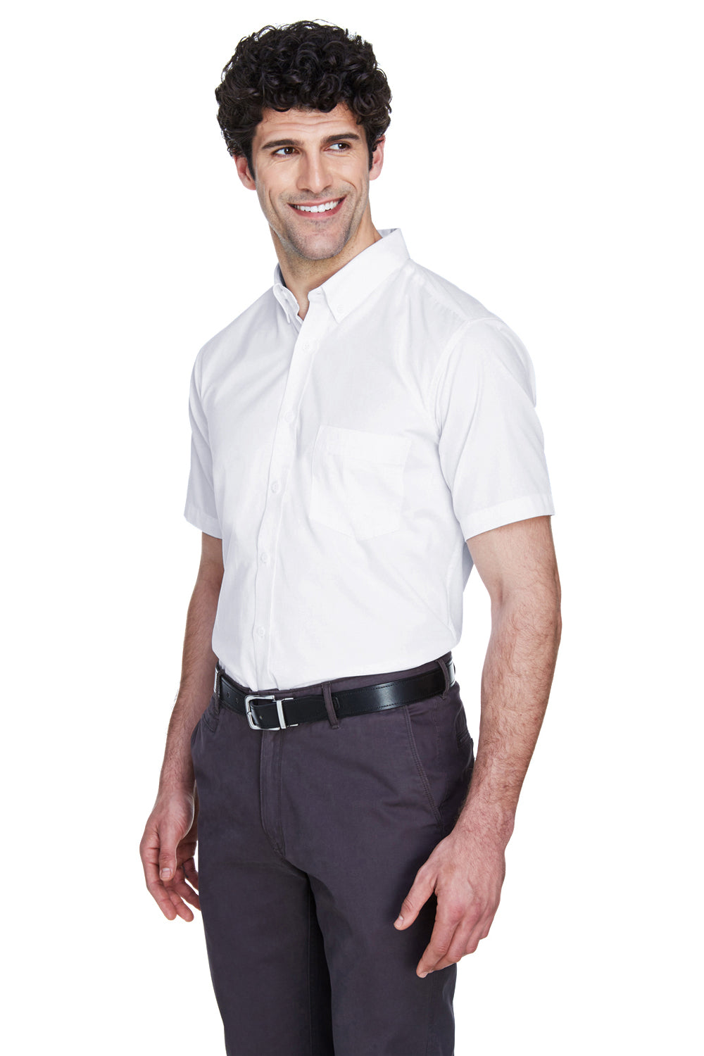 Core 365 88194/88194T Mens Optimum UV Protection Short Sleeve Button Down Shirt w/ Pocket White Model 3q