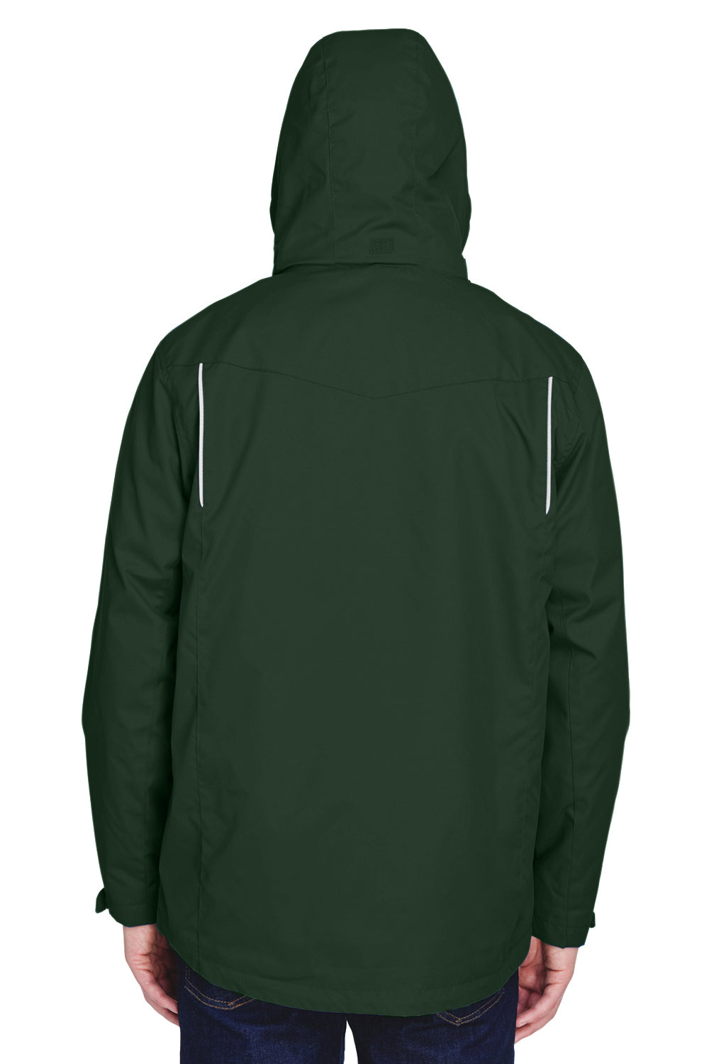Core 365 88205/88205T Mens Region 3-in-1 Water Resistant Full Zip Hooded Jacket Forest Green Model Back