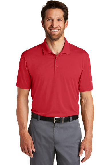 Nike 883681 Mens Legacy Dri-Fit Moisture Wicking Short Sleeve Polo Shirt Gym Red Model Front