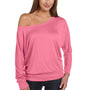 Bella + Canvas Womens Flowy Off Shoulder Long Sleeve Wide Neck T-Shirt - Neon Pink