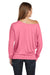 Bella + Canvas 8850 Womens Flowy Off Shoulder Long Sleeve Wide Neck T-Shirt Neon Pink Model Back