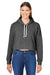 J America 8853 Womens Cropped Hooded Sweatshirt Hoodie Grey Triblend Model Front