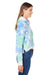 J America 8853 Womens Cropped Hooded Sweatshirt Hoodie Lagoon Tie Dye Model Side
