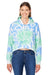 J America 8853 Womens Cropped Hooded Sweatshirt Hoodie Lagoon Tie Dye Model Front