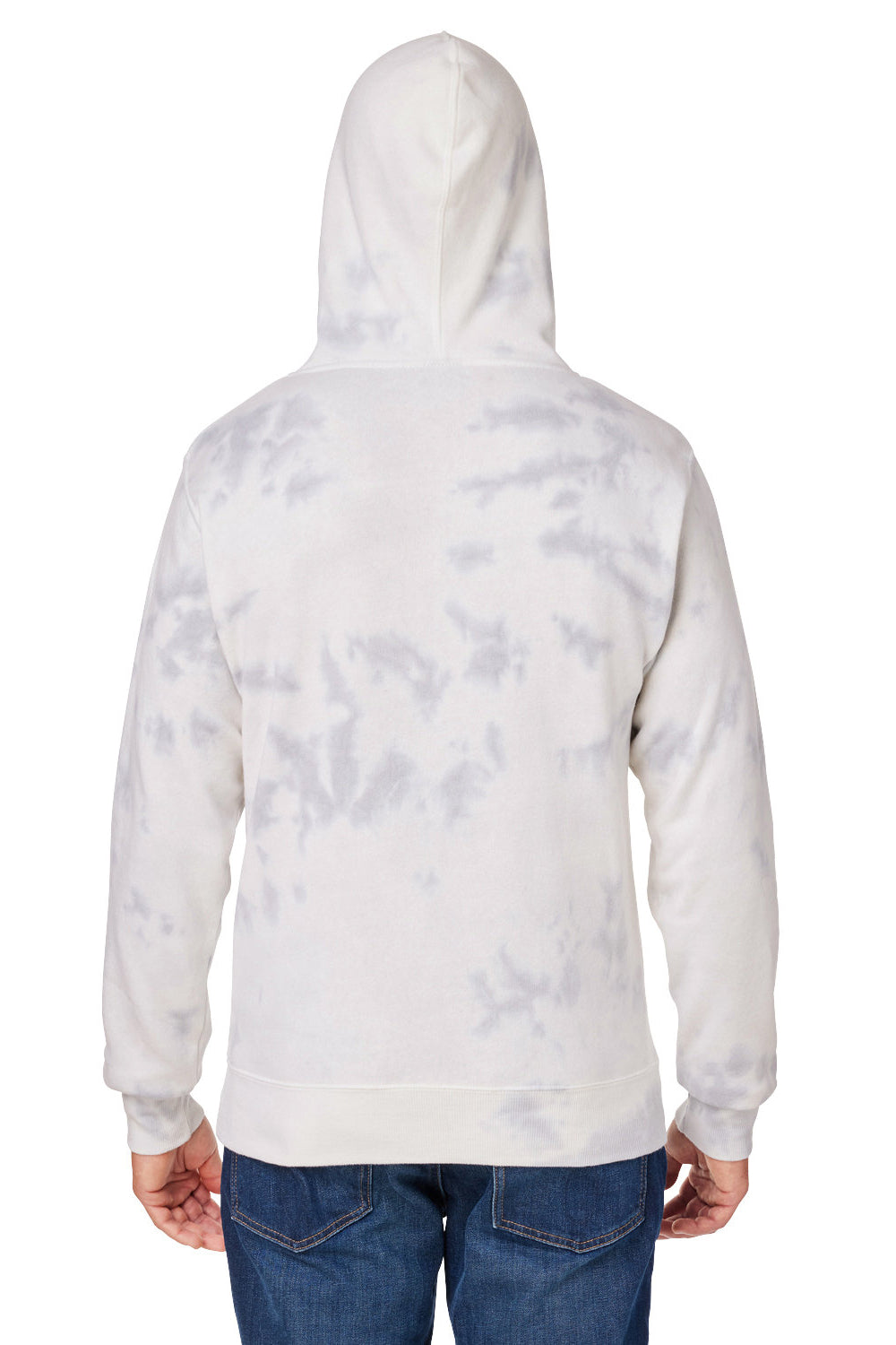 J America 8861JA/8861 Mens Tie-Dye Hooded Sweatshirt Hoodie w/ Pouch Pocket Grey Model Back