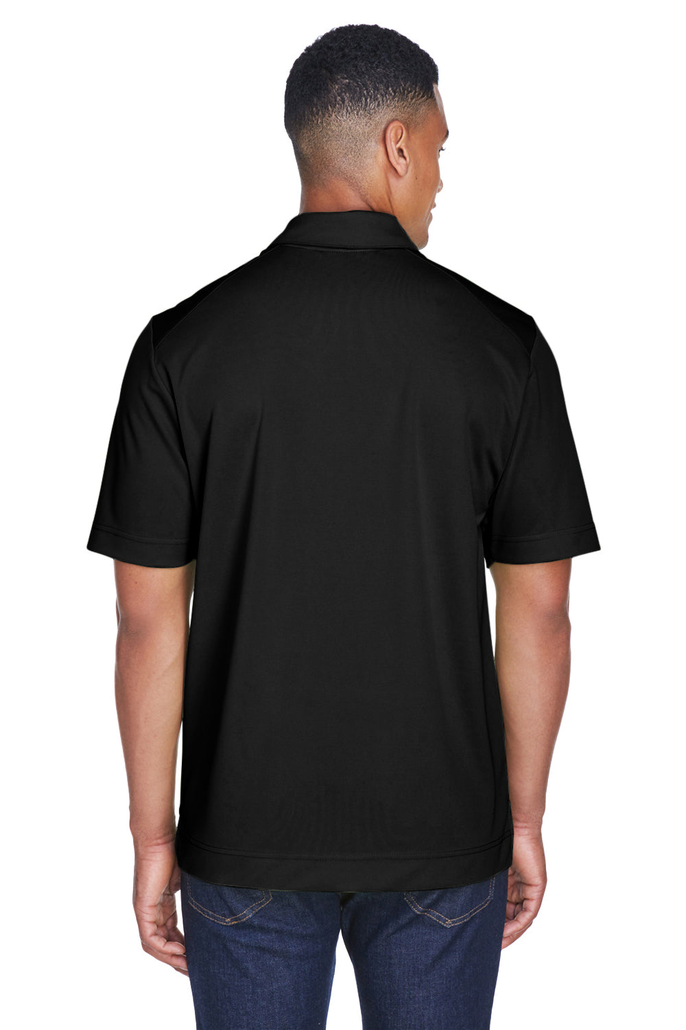 North End 88632 Mens Sport Red Performance Moisture Wicking Short Sleeve Polo Shirt Black Model Back