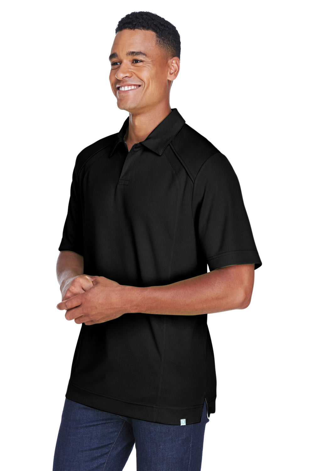 North End 88632 Mens Sport Red Performance Moisture Wicking Short Sleeve Polo Shirt Black Model 3q