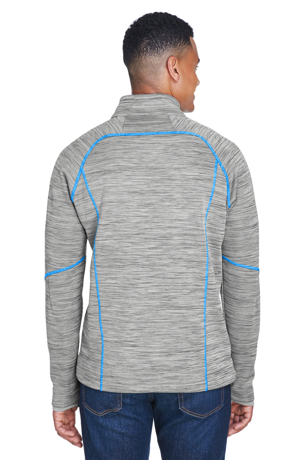 North End 88697 Mens Sport Red Flux Full Zip Jacket Platinum Grey/Olympic Blue Model Back
