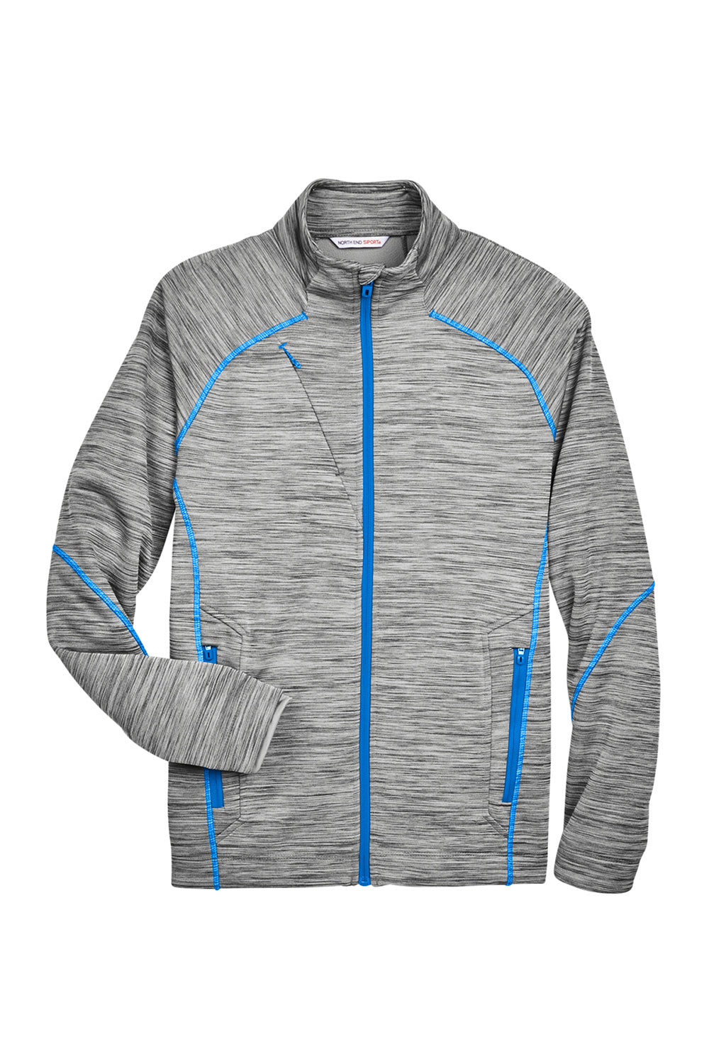 North End 88697 Mens Sport Red Flux Full Zip Jacket Platinum Grey/Olympic Blue Flat Front