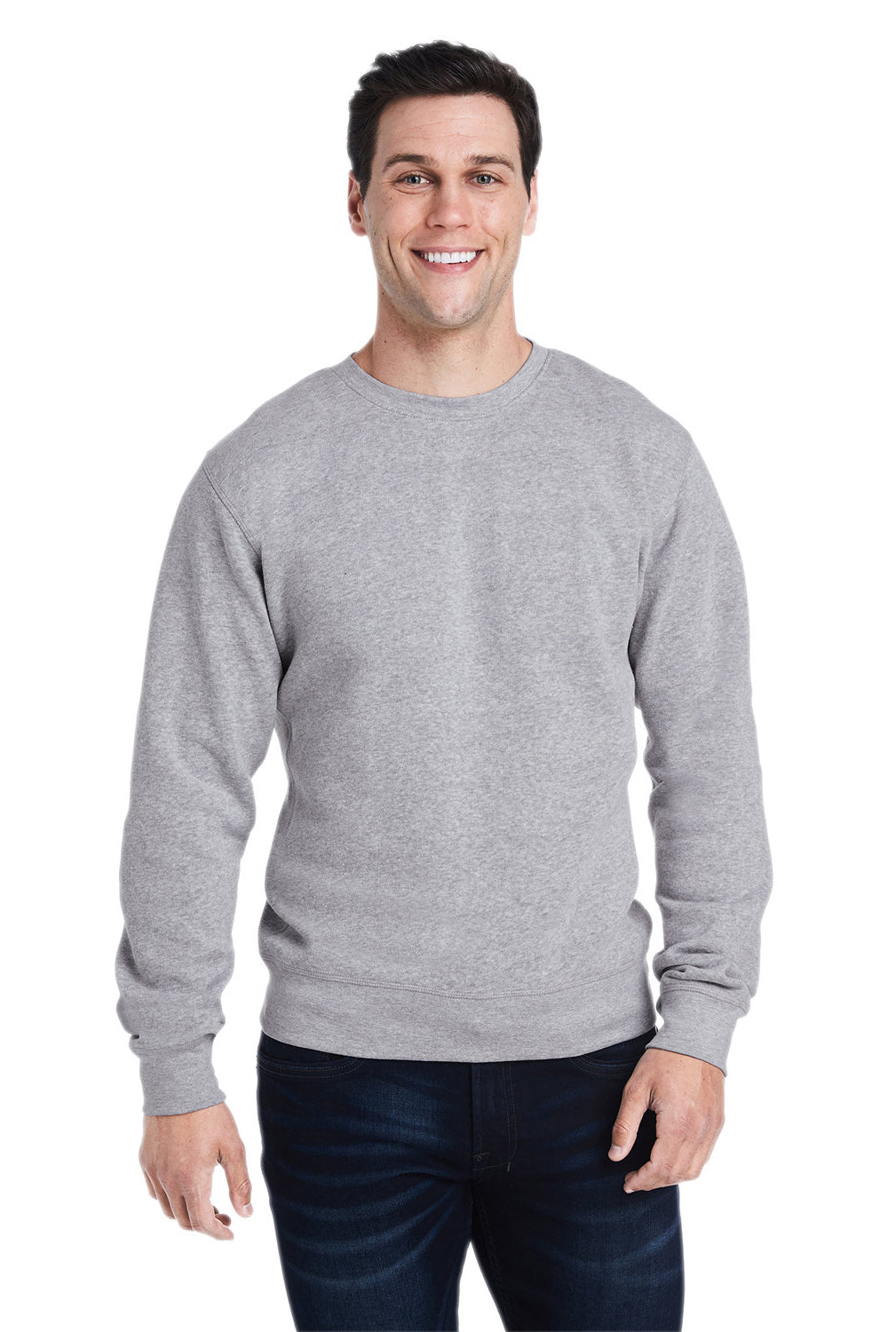 J America 8870JA Mens Crewneck Sweatshirt Grey Triblend Model Front