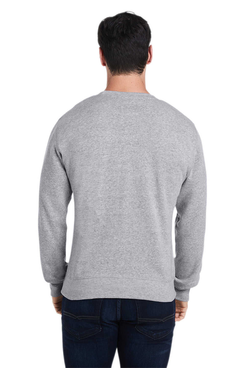 J America 8870JA Mens Crewneck Sweatshirt Grey Triblend Model Back