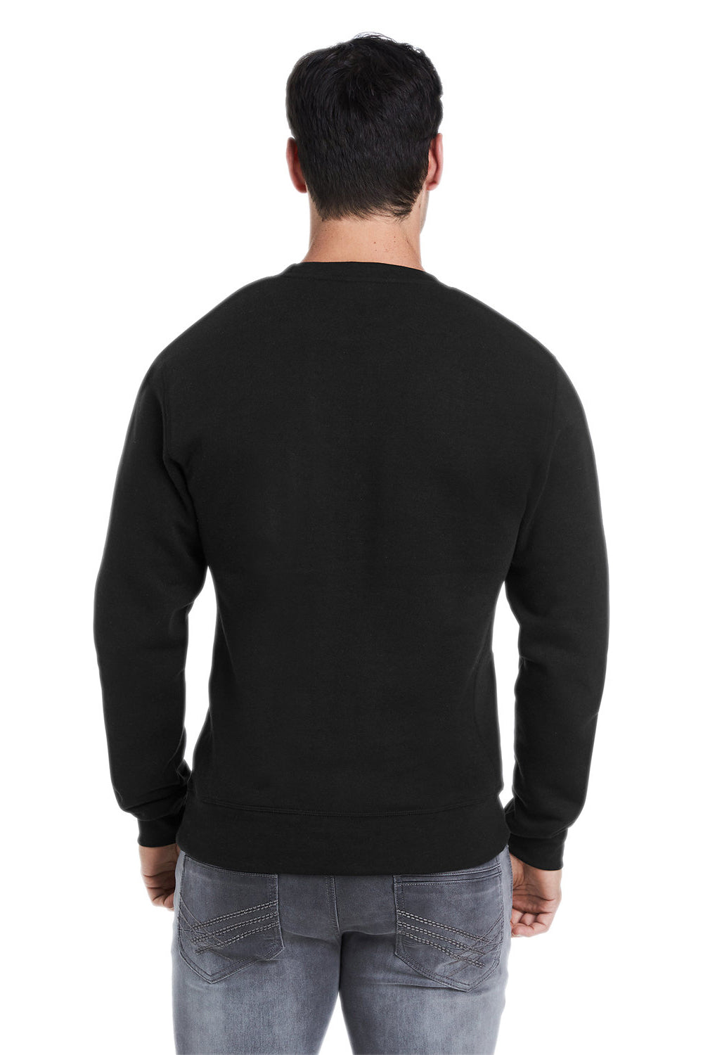 J America 8870JA Mens Crewneck Sweatshirt Black Triblend Model Back