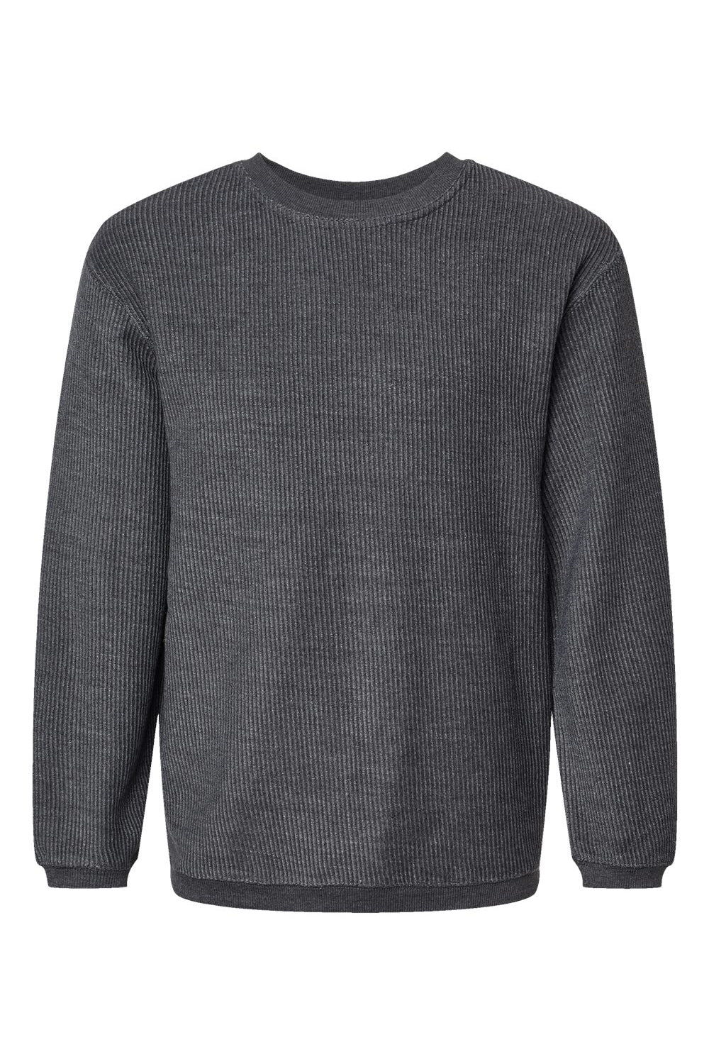 MV Sport 19179 Mens Corded Crewneck Sweatshirt Charcoal Grey Flat Front