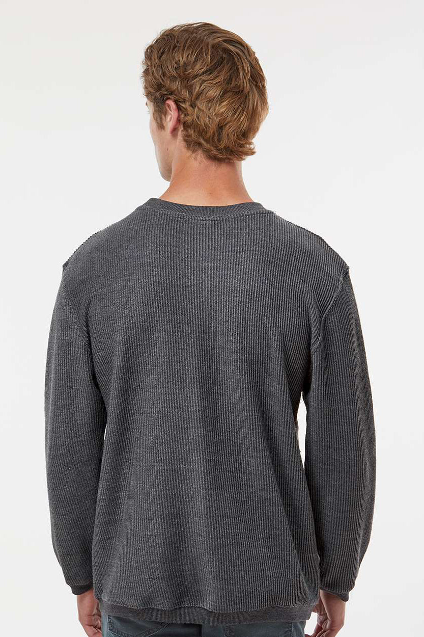 MV Sport 19179 Mens Corded Crewneck Sweatshirt Charcoal Grey Model Back