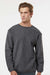 MV Sport 19179 Mens Corded Crewneck Sweatshirt Charcoal Grey Model Front