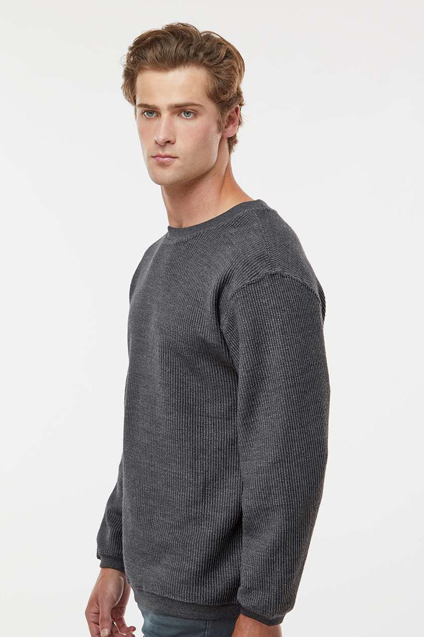 MV Sport 19179 Mens Corded Crewneck Sweatshirt Charcoal Grey Model Side