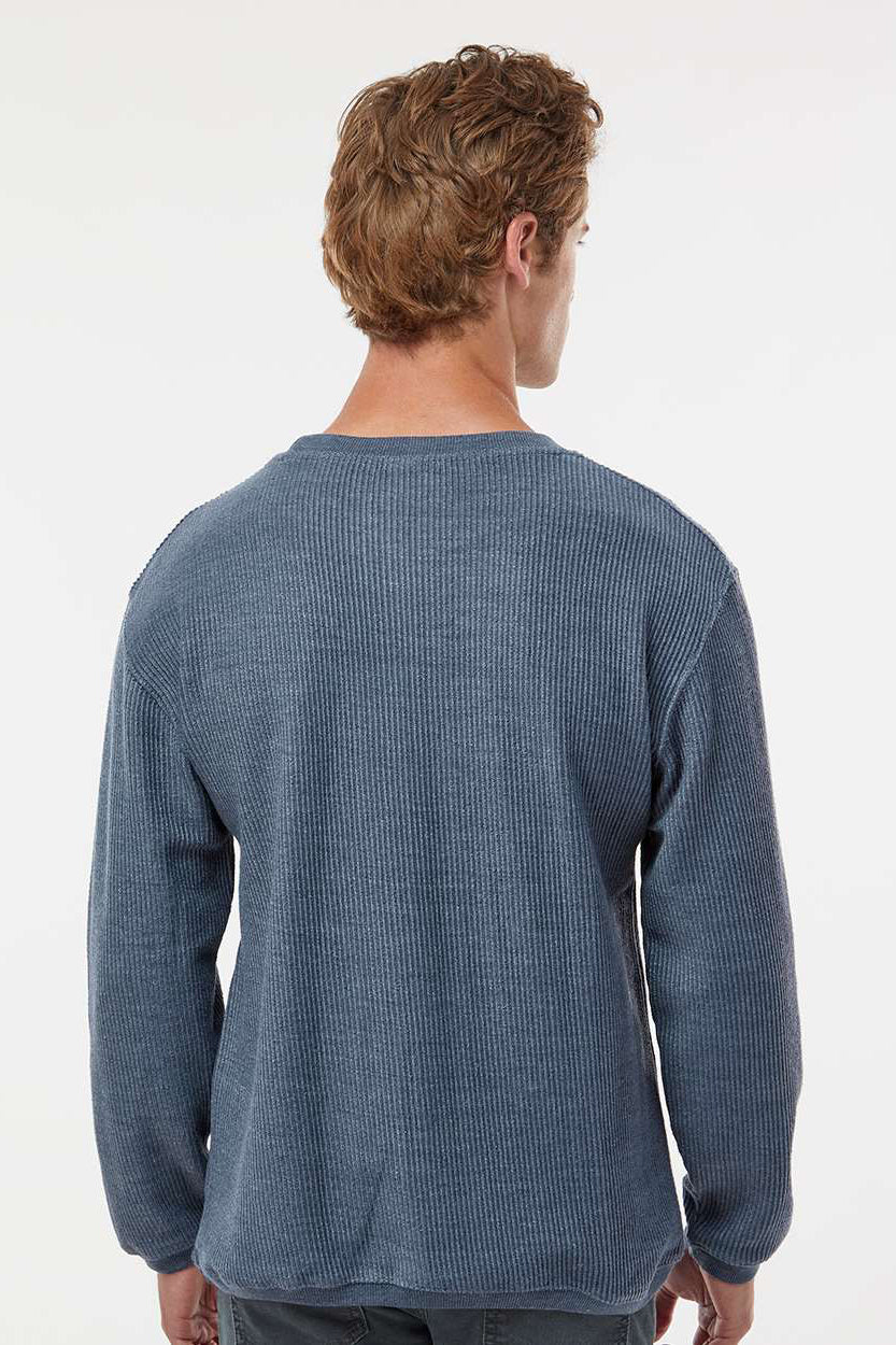 MV Sport 19179 Mens Corded Crewneck Sweatshirt Navy Blue Model Back