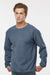 MV Sport 19179 Mens Corded Crewneck Sweatshirt Navy Blue Model Front
