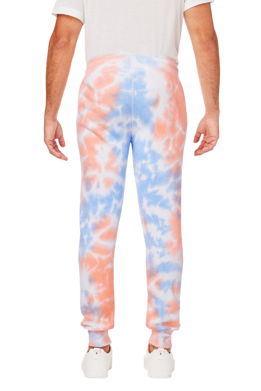 J America 8884JA Mens Tie-Dye Fleece Jogger Sweatpants w/ Pockets Sunset Model Back