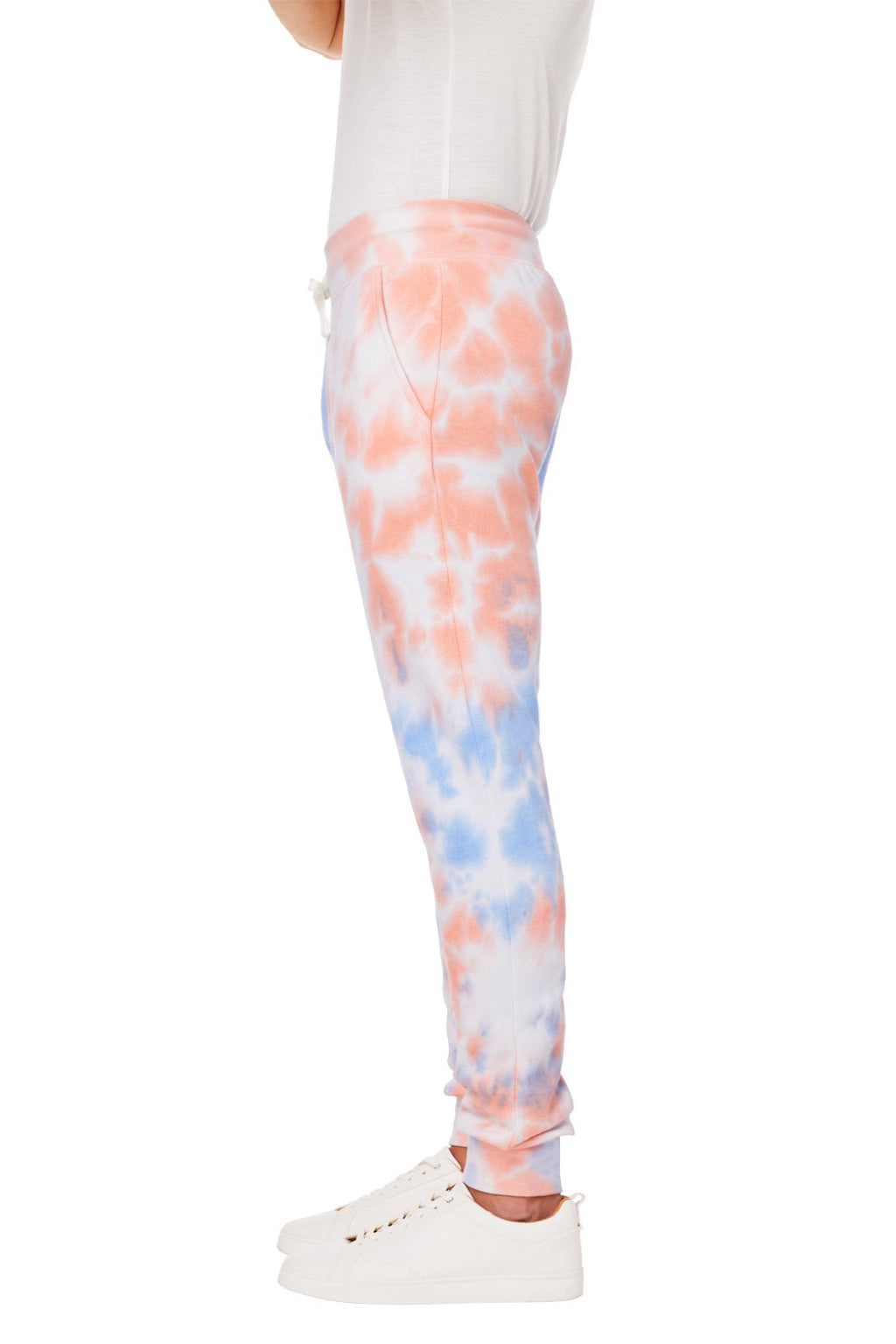 J America 8884JA Mens Tie-Dye Fleece Jogger Sweatpants w/ Pockets Sunset Model Side