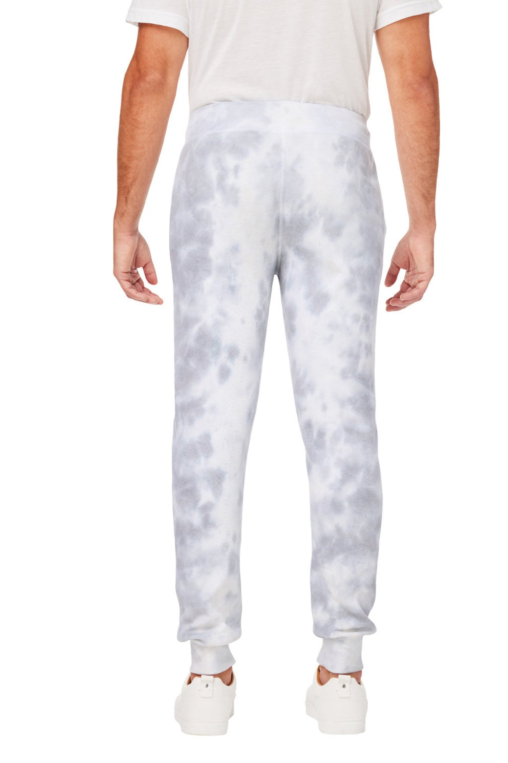 J America 8884JA Mens Tie-Dye Fleece Jogger Sweatpants w/ Pockets Grey Model Back