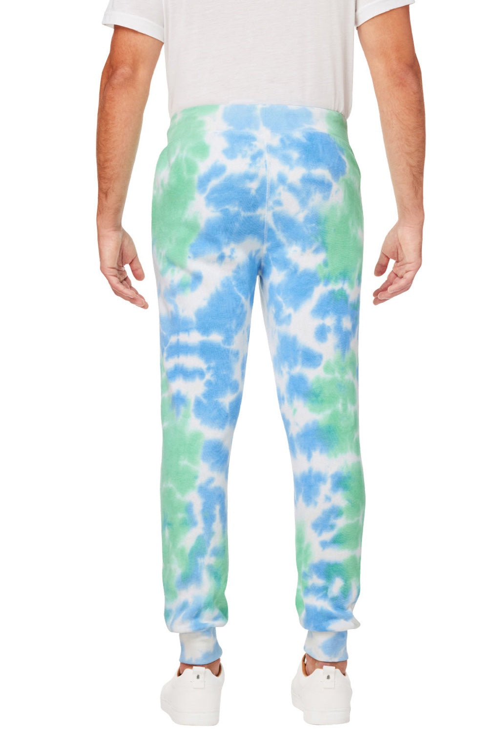 J America 8884JA Mens Tie-Dye Fleece Jogger Sweatpants w/ Pockets Lagoon Model Back