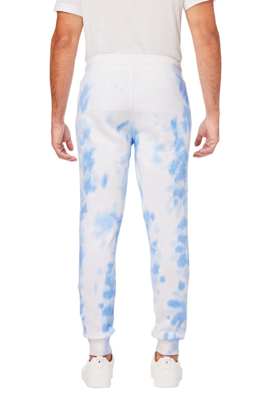 J America 8884JA Mens Tie-Dye Fleece Jogger Sweatpants w/ Pockets Periwinkle Blue Model Back