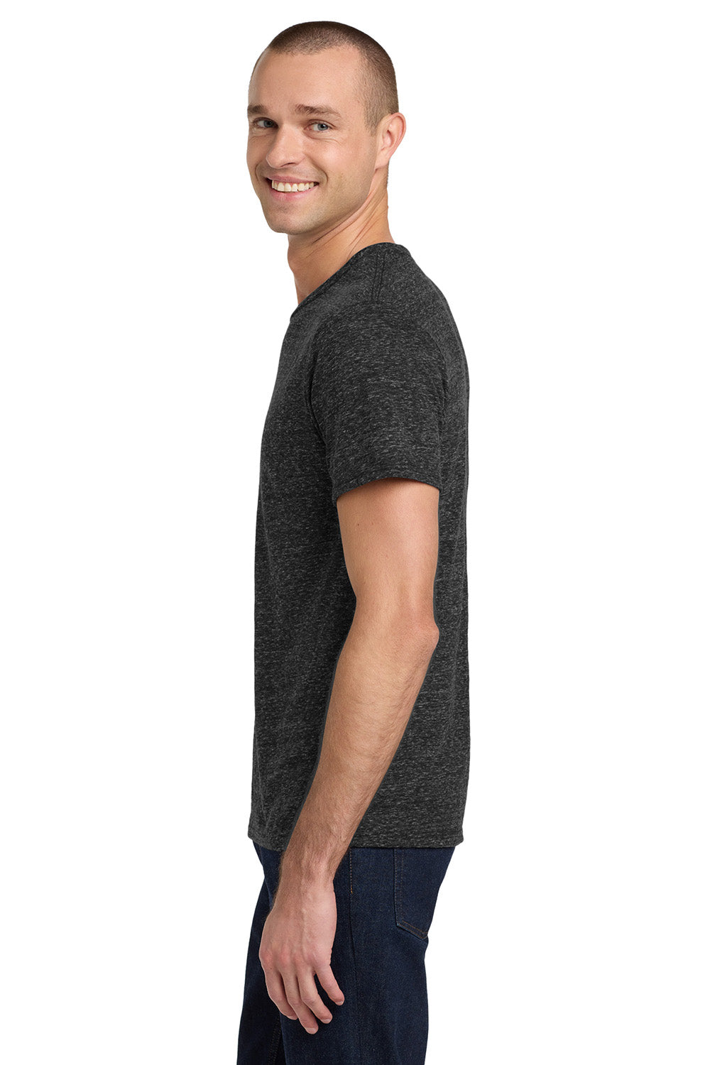 Jerzees 88M/88MR Mens Vintage Snow Short Sleeve Crewneck T-Shirt Heather Black Model Side