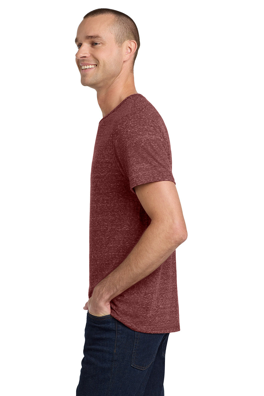 Jerzees 88M/88MR Mens Vintage Snow Short Sleeve Crewneck T-Shirt Heather Maroon Model Side