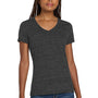 Jerzees Womens Vintage Snow Short Sleeve V-Neck T-Shirt - Heather Black - Closeout
