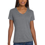Jerzees Womens Vintage Snow Short Sleeve V-Neck T-Shirt - Heather Charcoal Grey - Closeout
