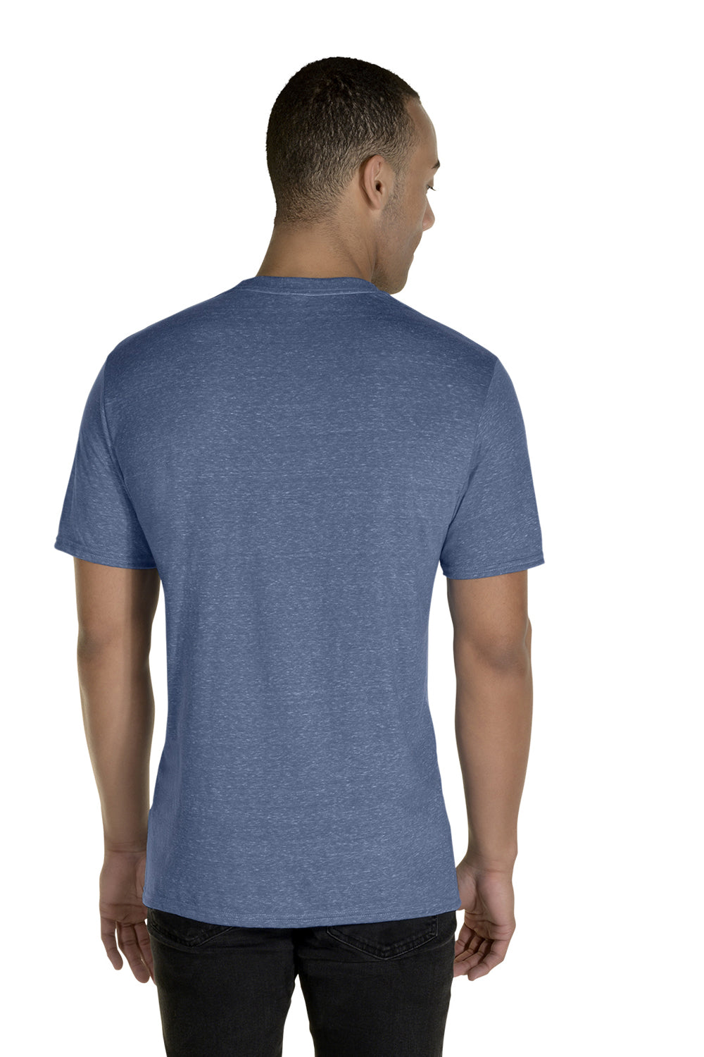 Jerzees 88M/88MR Mens Vintage Snow Short Sleeve Crewneck T-Shirt Heather Denim Blue Model Back