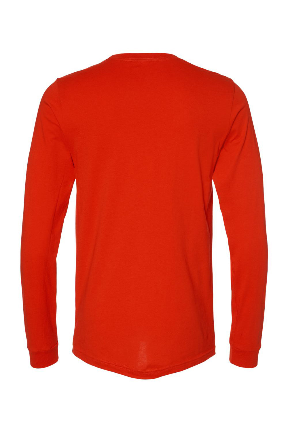 Bella + Canvas BC3501/3501 Mens Jersey Long Sleeve Crewneck T-Shirt Poppy Red Flat Back