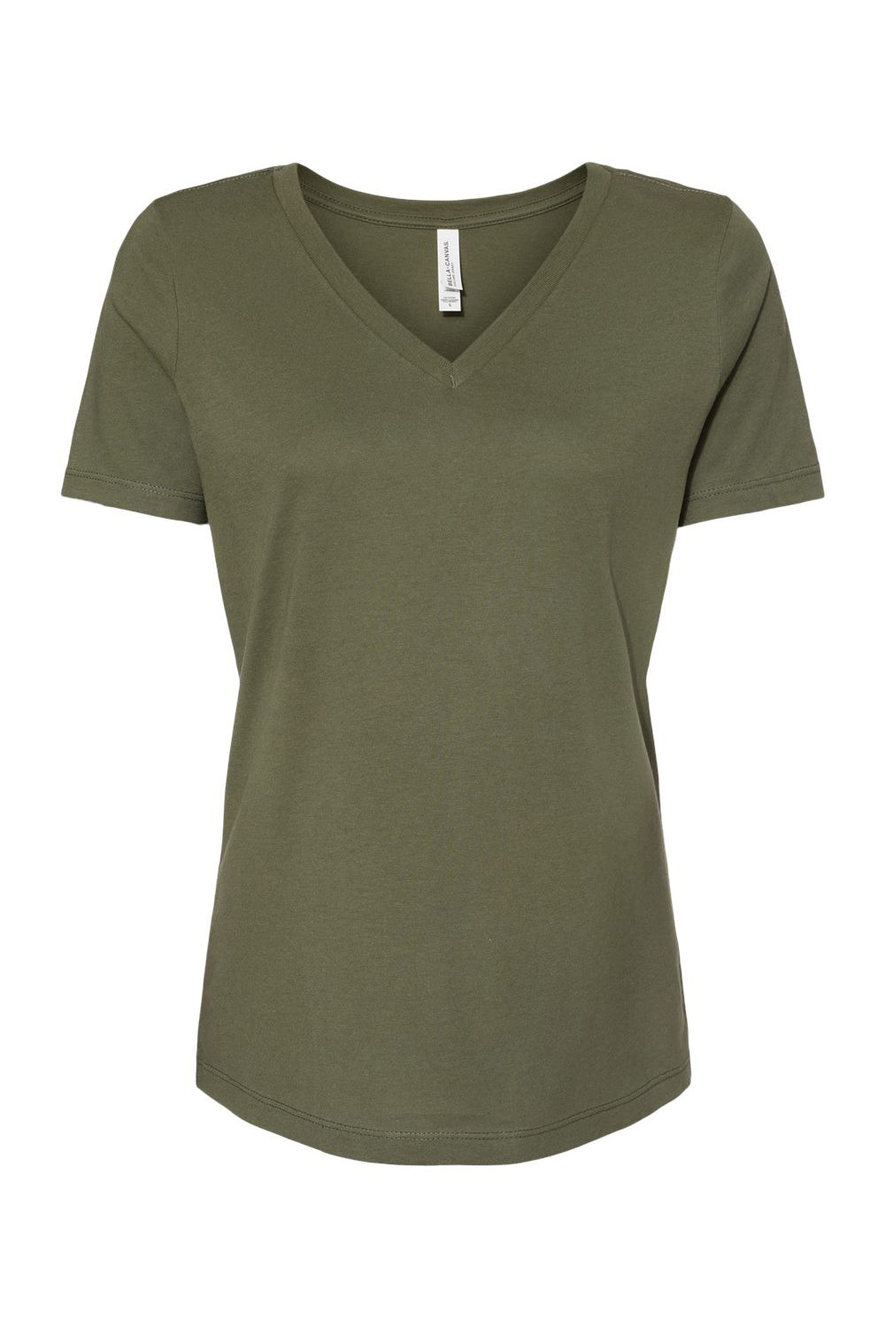 Bella + Canvas BC6405/6405 Womens Relaxed Jersey Short Sleeve V-Neck T-Shirt Military Green Flat Front