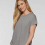 LAT Womens Relaxed Vintage Wash Short Sleeve Crewneck T-Shirt - Grey - NEW