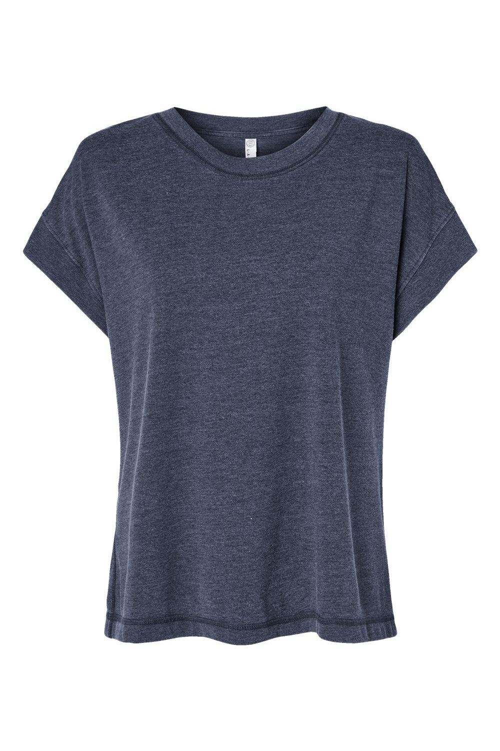 LAT 3502 Womens Relaxed Vintage Wash Short Sleeve Crewneck T-Shirt Navy Blue Flat Front