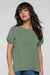 LAT 3502 Womens Relaxed Vintage Wash Short Sleeve Crewneck T-Shirt Basil Green Model Front
