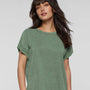 LAT Womens Relaxed Vintage Wash Short Sleeve Crewneck T-Shirt - Basil Green - NEW