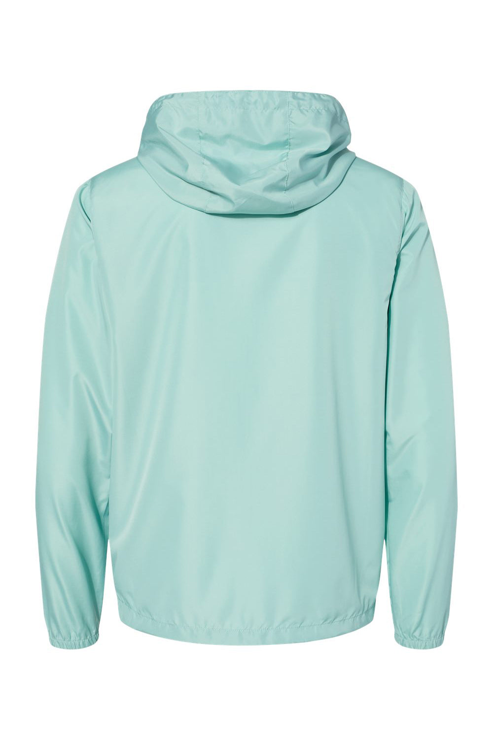 Independent Trading Company EXP54LWZ Mens Water Resistant Full Zip Windbreaker Hooded Jacket Aqua Blue Flat Back