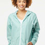 Independent Trading Company Mens Water Resistant Full Zip Windbreaker Hooded Jacket - Aqua Blue