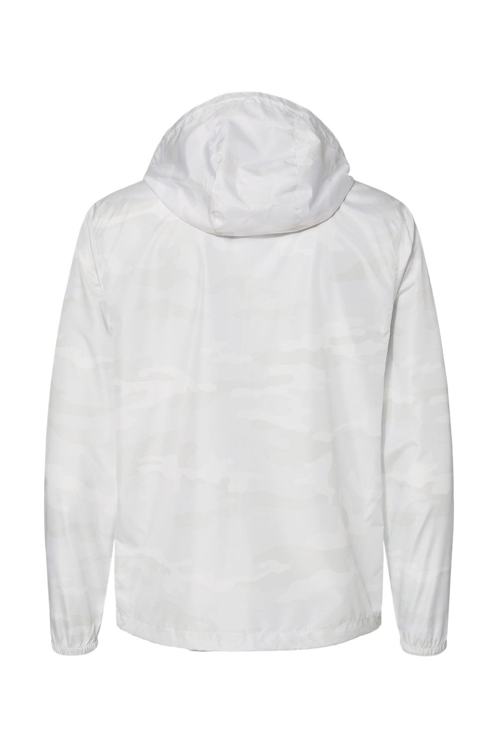 Independent Trading Co. EXP54LWZ Mens Full Zip Windbreaker Hooded Jacket White Camo Flat Back