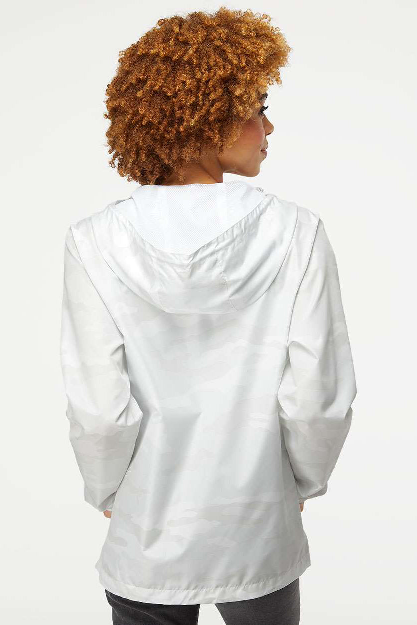 Independent Trading Company EXP54LWZ Mens Water Resistant Full Zip Windbreaker Hooded Jacket White Camo Model Back