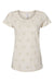 Code Five 3629 Womens Star Print Short Sleeve Scoop Neck T-Shirt Heather Natural Flat Front