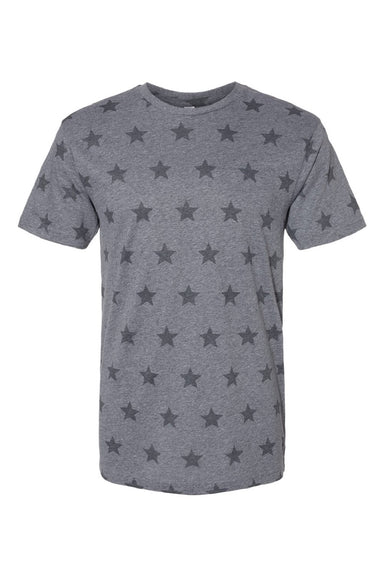 Code Five 3929 Mens Star Print Short Sleeve Crewneck T-Shirt Heather Granite Grey Star Flat Front