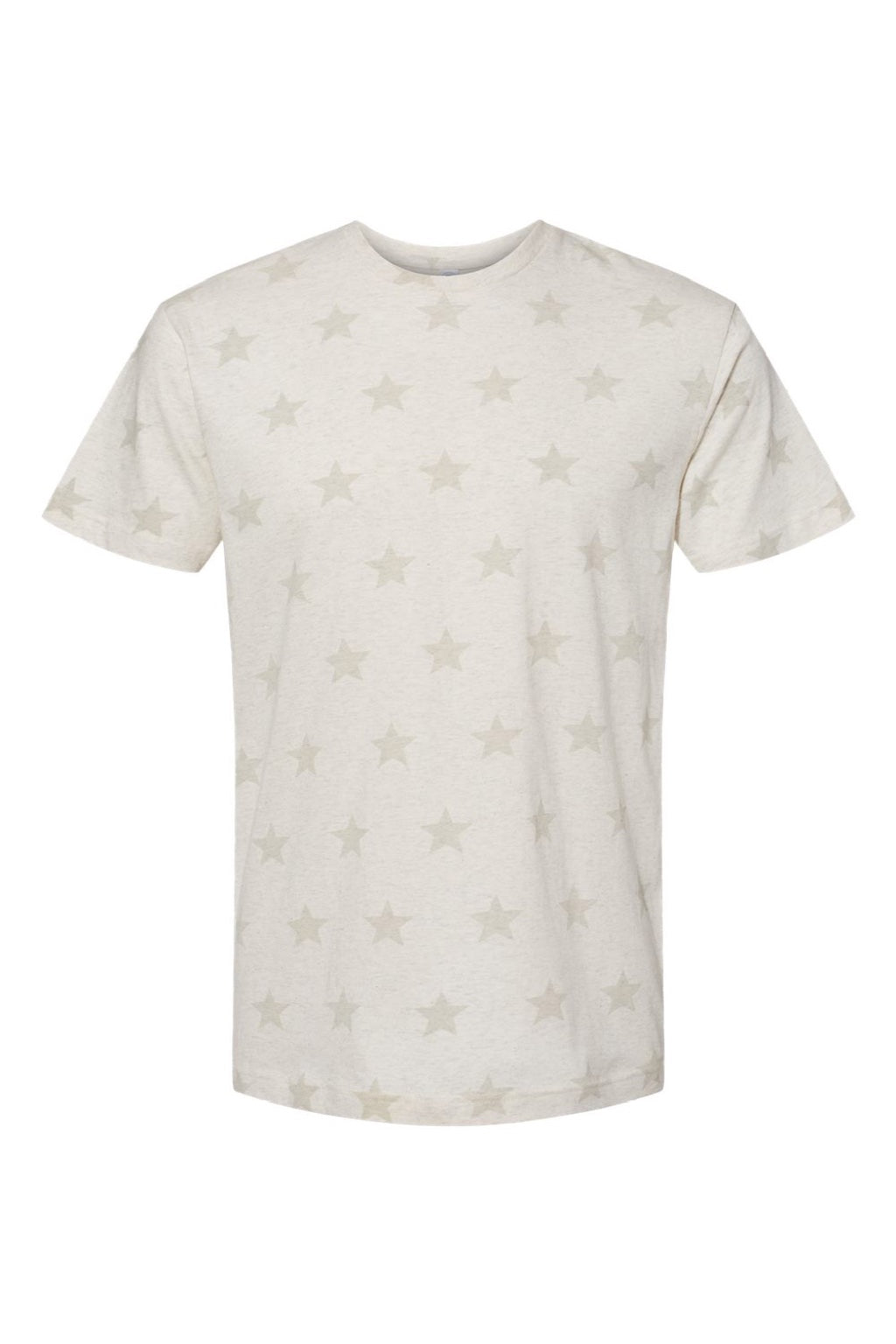 Code Five 3929 Mens Star Print Short Sleeve Crewneck T-Shirt Heather Natural Star Flat Front