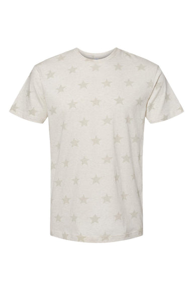 Code Five 3929 Mens Star Print Short Sleeve Crewneck T-Shirt Heather Natural Star Flat Front