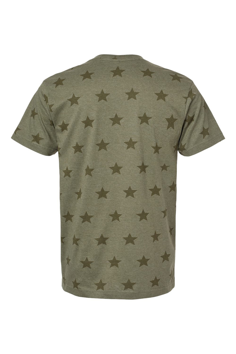 Code Five 3929 Mens Star Print Short Sleeve Crewneck T-Shirt Military Green Flat Back