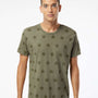 Code Five Mens Star Print Short Sleeve Crewneck T-Shirt - Military Green - NEW