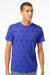 Code Five 3929 Mens Star Print Short Sleeve Crewneck T-Shirt Royal Blue Star Model Front