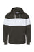 J America 8644 Mens Varsity Fleece Colorblock Hooded Sweatshirt Hoodie w/ Pouch Pocket Black Flat Front